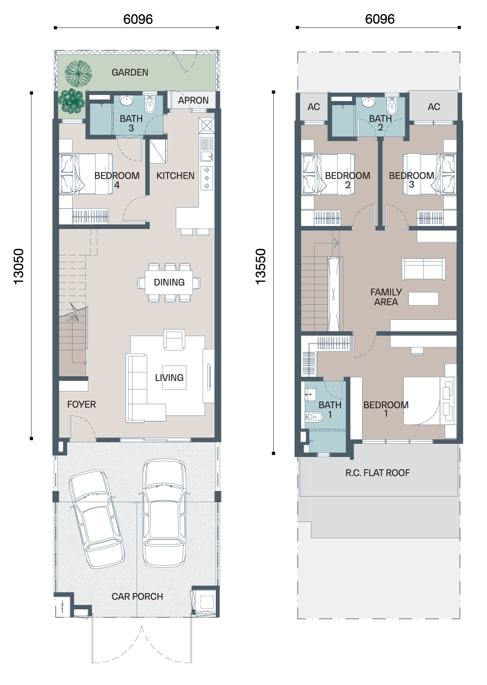Avisa Residences Type A floor plan — 20'x70', 1,917 sq ft, 4 bedrooms 3 bathrooms