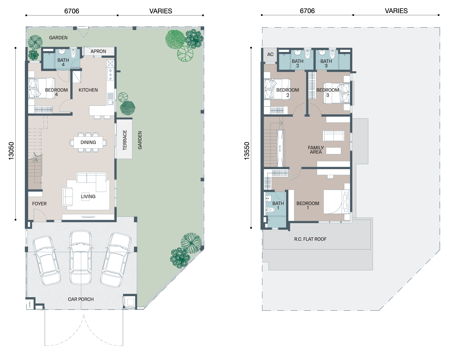 Avisa Residences Type A1 floor plan — 22'x70', 2,266 sq ft, 4 bedrooms 4 bathrooms