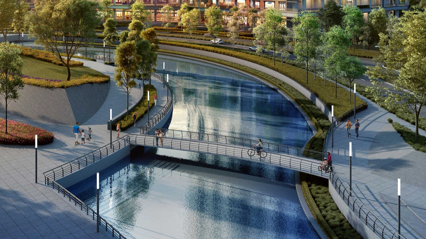 Urban Park waterway and bridge