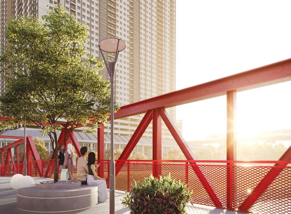 Pedestrian link bridge connecting Tamu Residences towards the LRT3 station