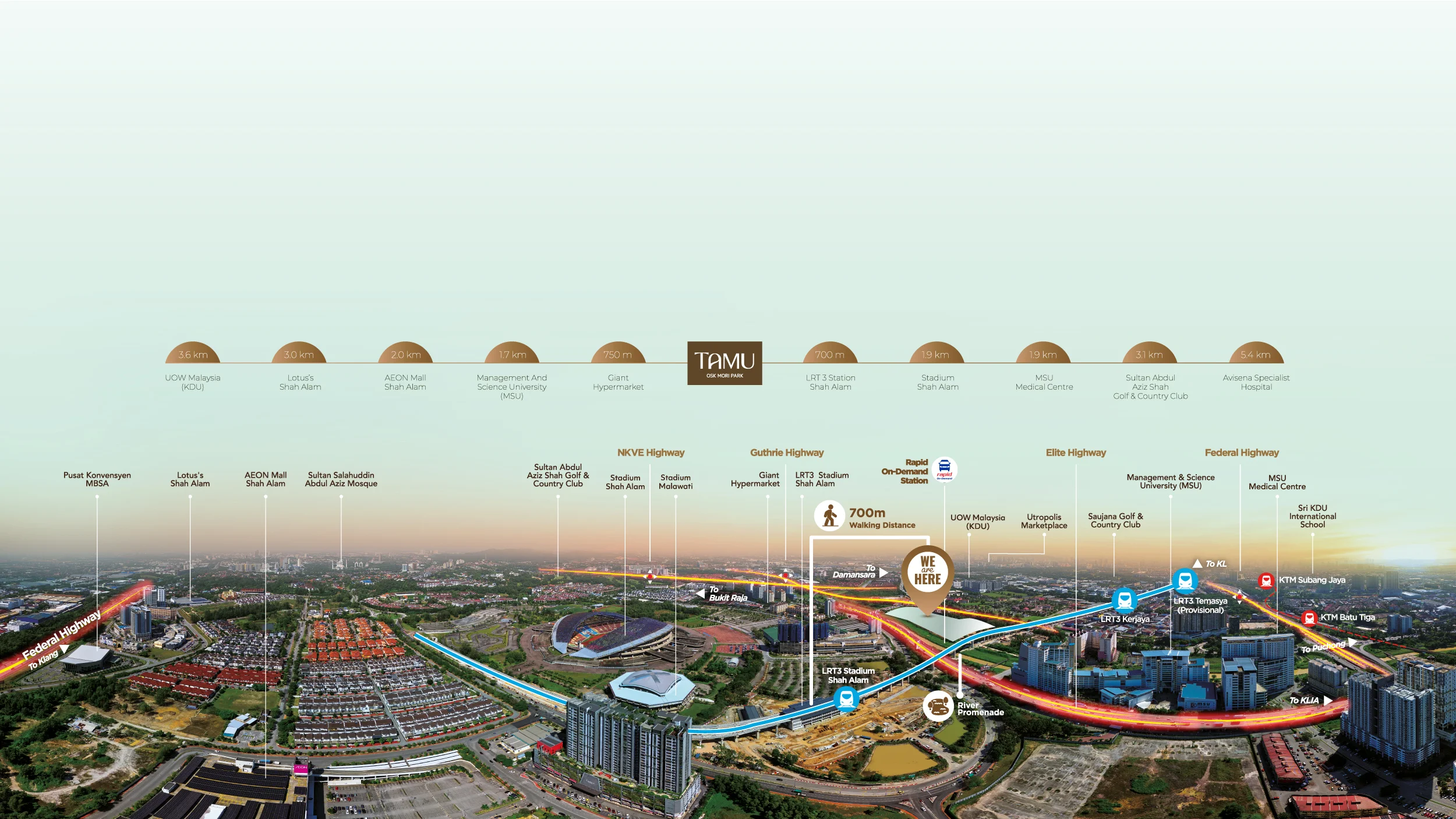 OSK Mori Park masterplan — Tamu Residences, retail street and LRT3 Stadium Shah Alam connection