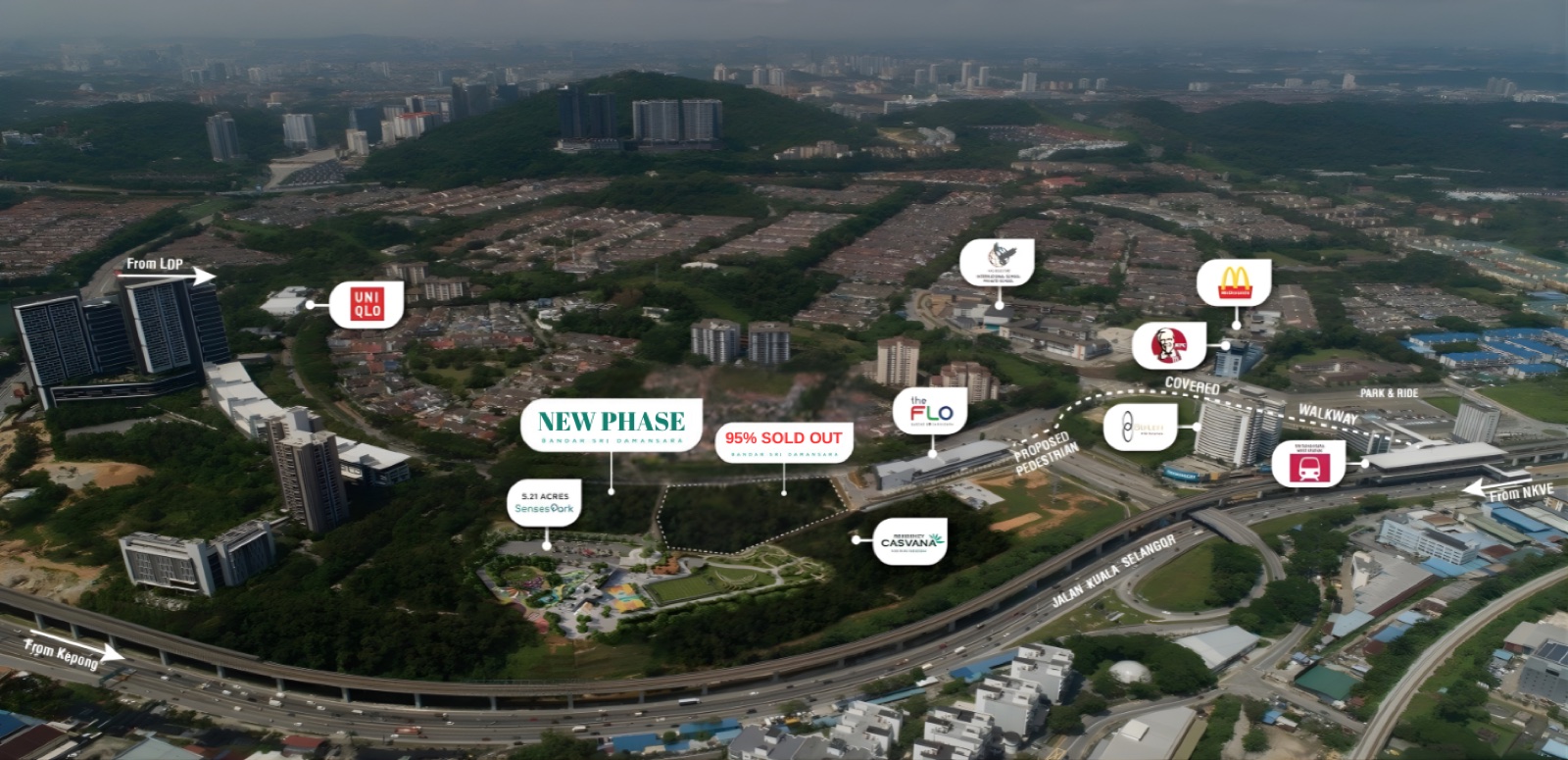 Aerial view of Bandar Sri Damansara with amenities